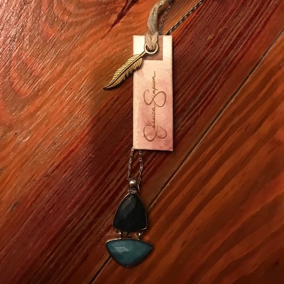 Jessica Simpson Multi Blue Two Stone Necklace - Picture 4 of 6